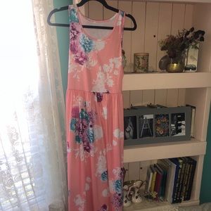 Peach floral maxi dress